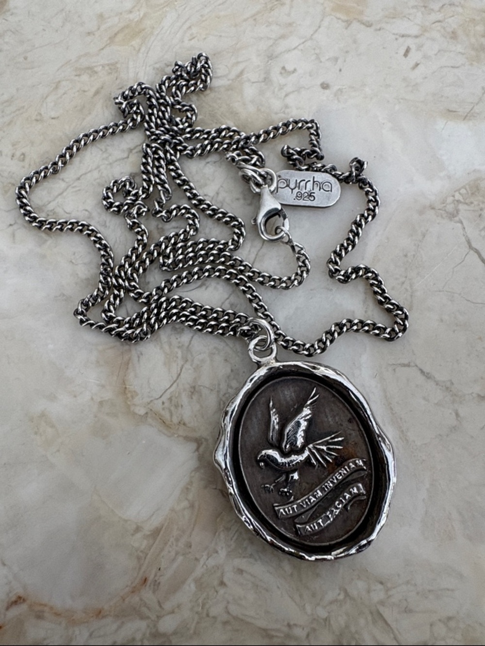 Pyrrha “Find A Way" Talisman Necklace 925 Sterling Silver 22” Chain Archived